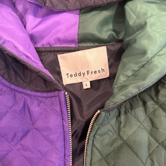 Teddy Fresh Color Block Quilted Jacket Large - Picture 2 of 4